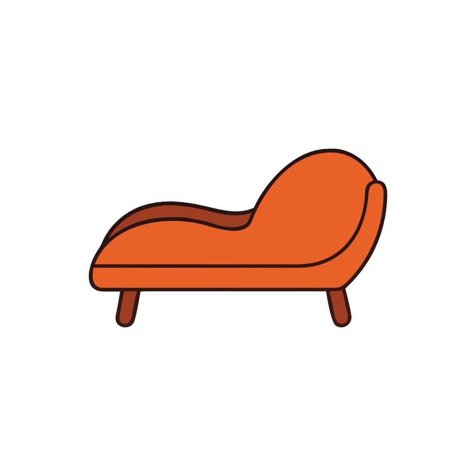 Minimalist orange chaise lounge illustration on a White Background vector