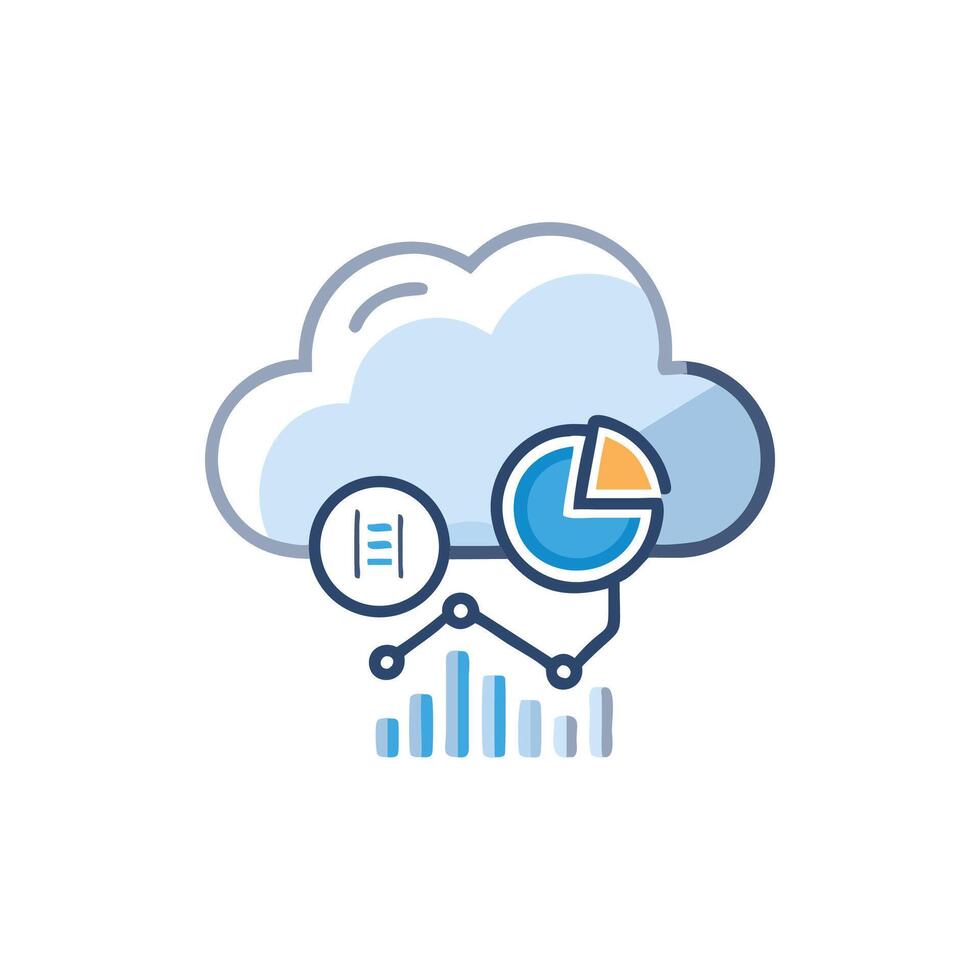 Data cloud illustration depicting analytics and information technology solutions vector