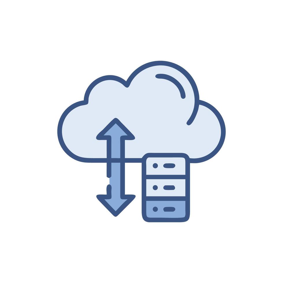 Cloud data storage server computing icon with data transfer vector
