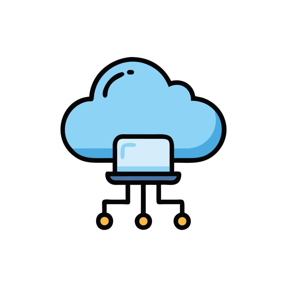 Stylized cloud computing icon with server and network connections vector