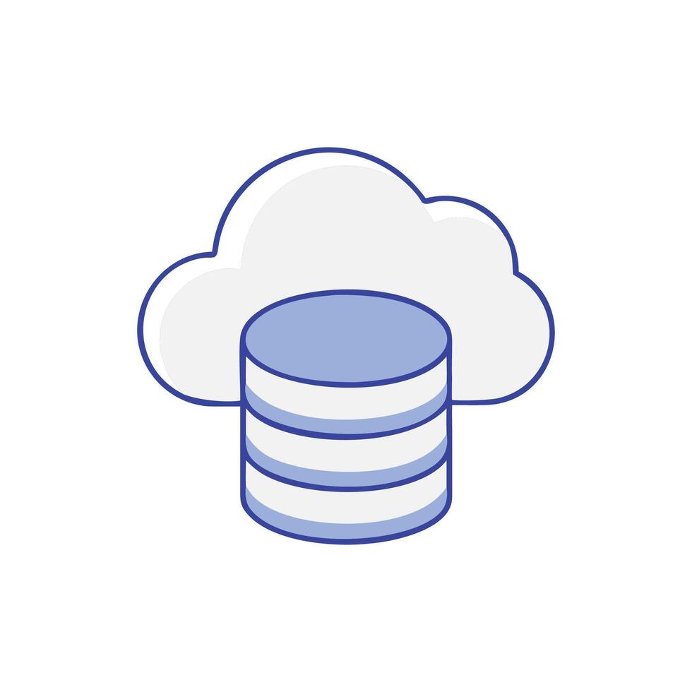 Cloud database illustration depicting data storage and cloud technology vector