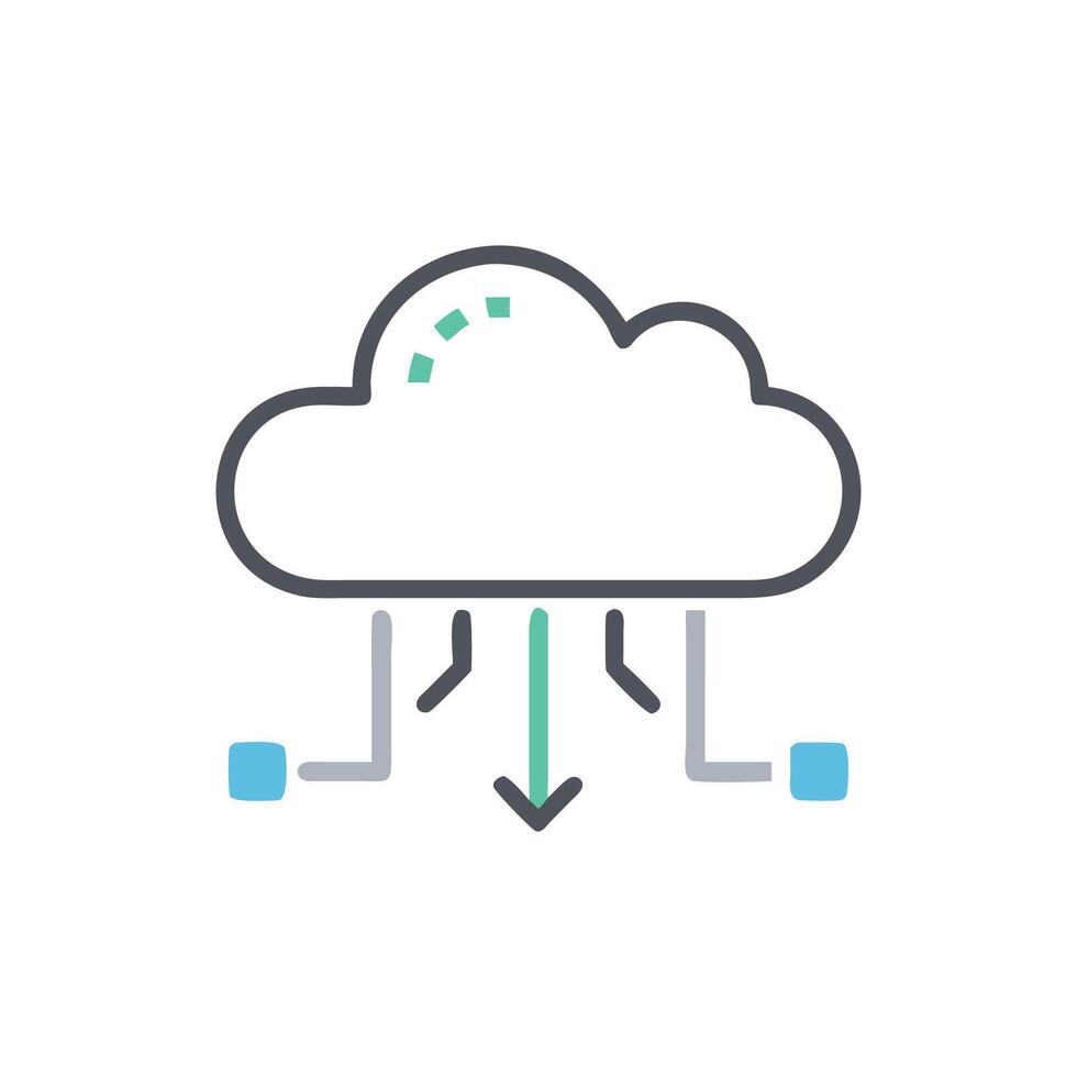 Minimalistic representation of cloud data transfer on White Background vector