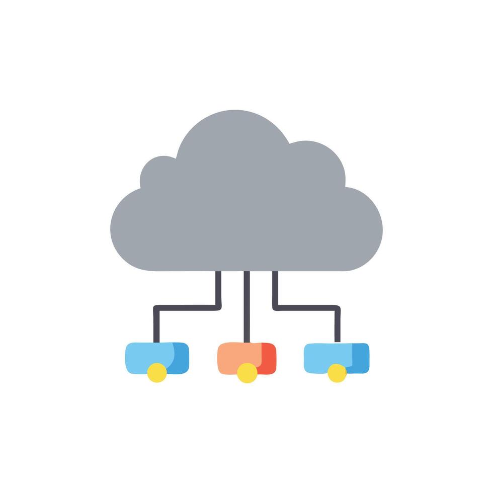 Flat graphic of cloud computing network on White Background vector
