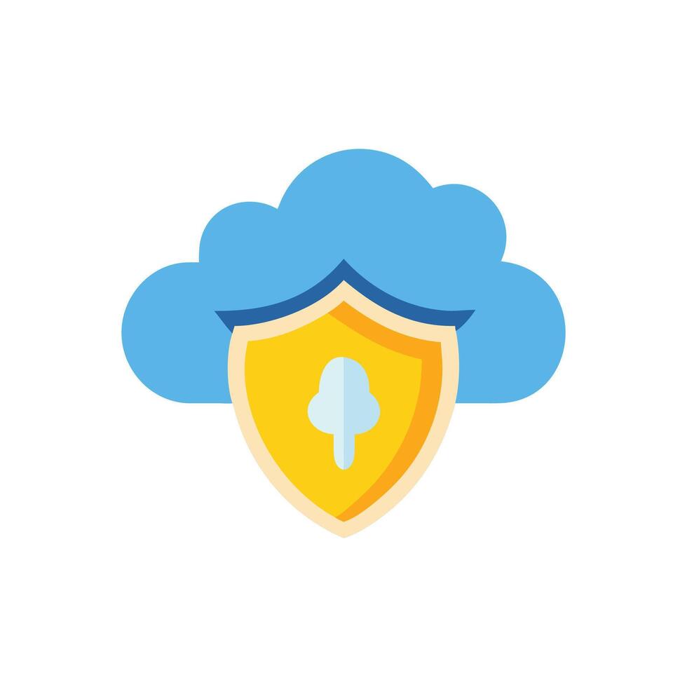 Secure cloud storage icon with shield emblem illustration vector