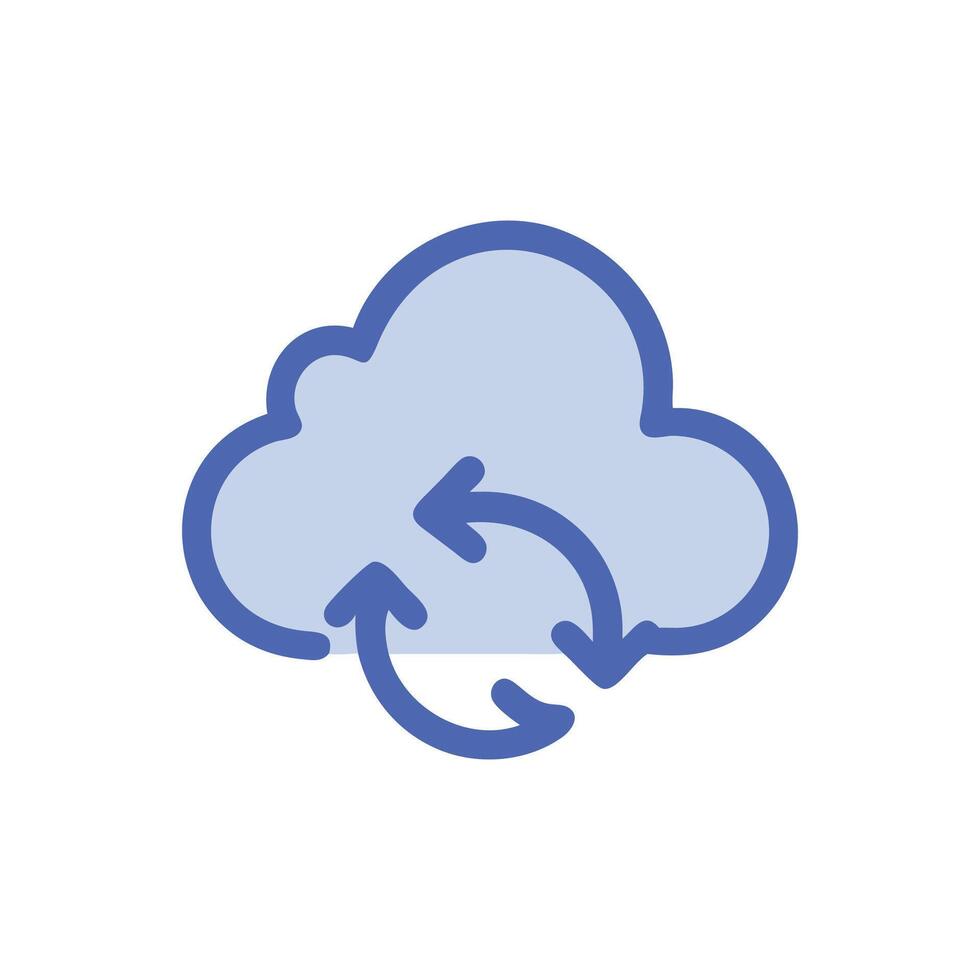 Cloud computing synchronization icon in light blue color scheme vector