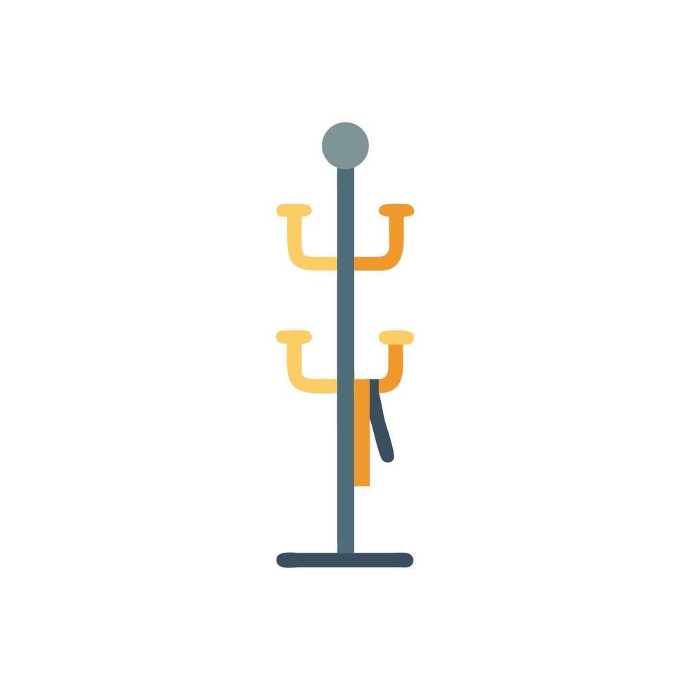 Flat coat rack with hanging scarf on White Background vector