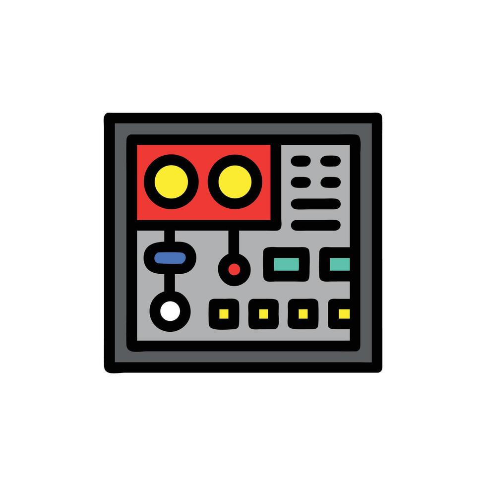 Isolated graphic of a control panel with knobs and buttons vector