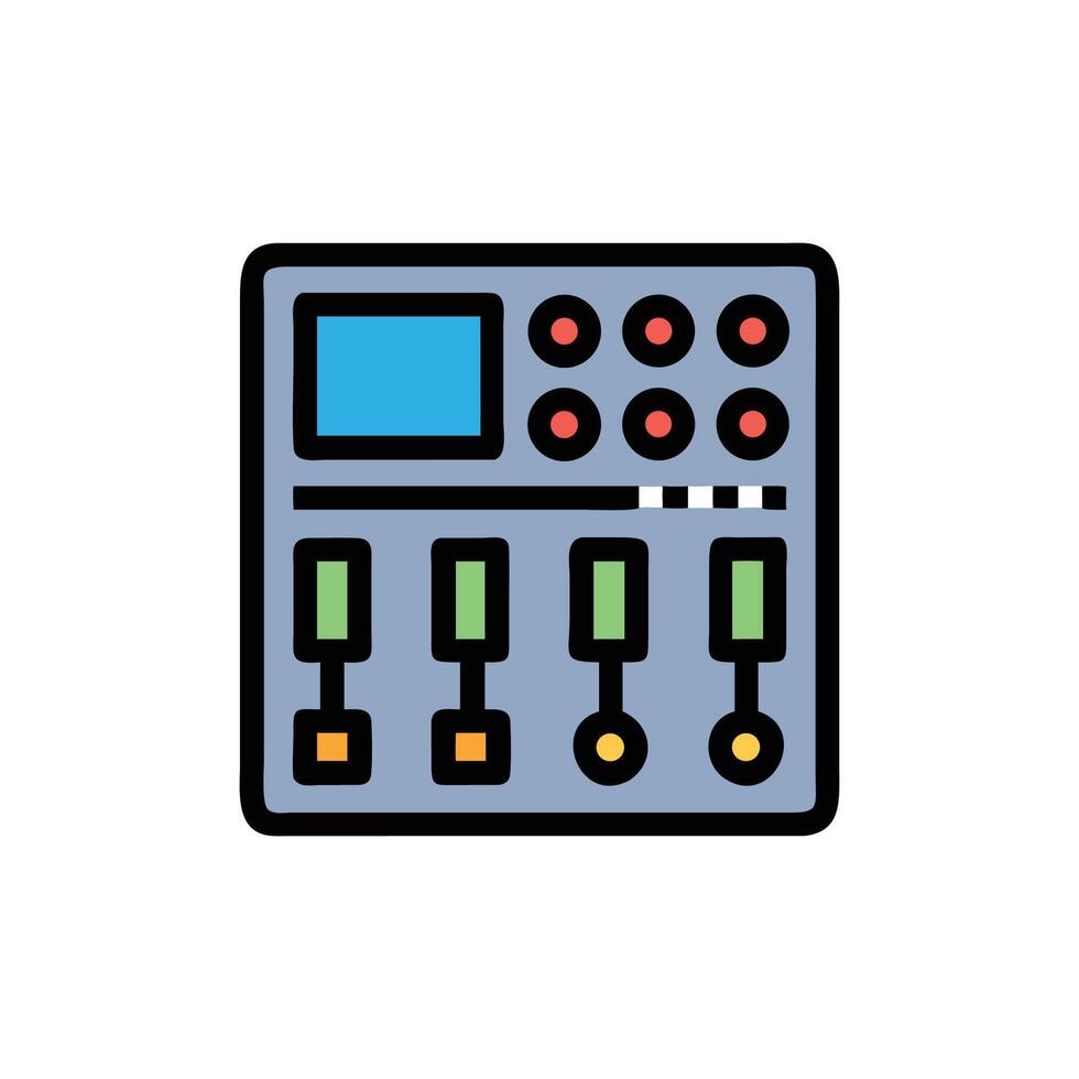 Stylized Music Audio Mixing Console Graphic Illustration vector