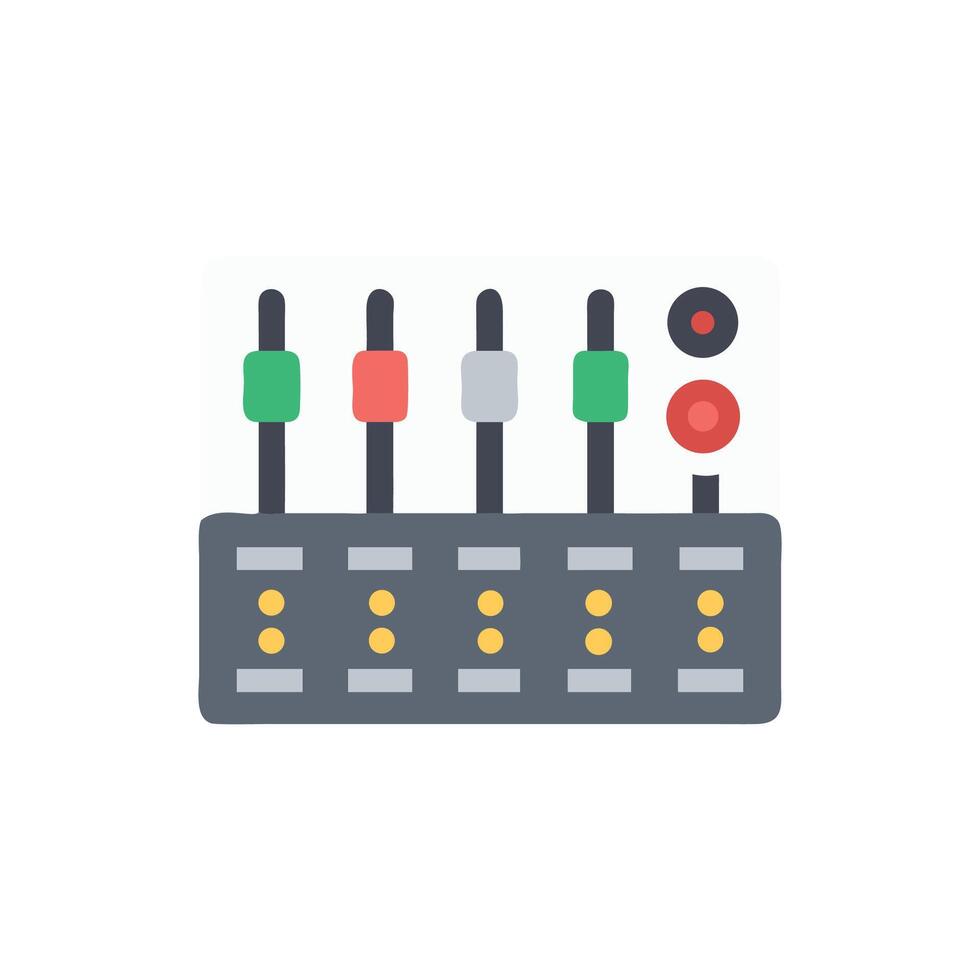 Flat design audio mixing console with colorful knobs vector