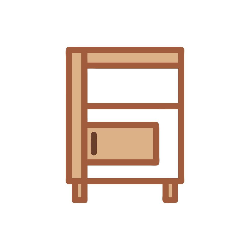 Cartoon cabinet in brown palette on White Background vector