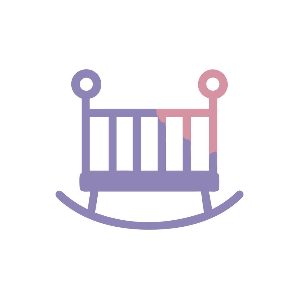 Flat icon illustration of a vintage baby rocking crib vector