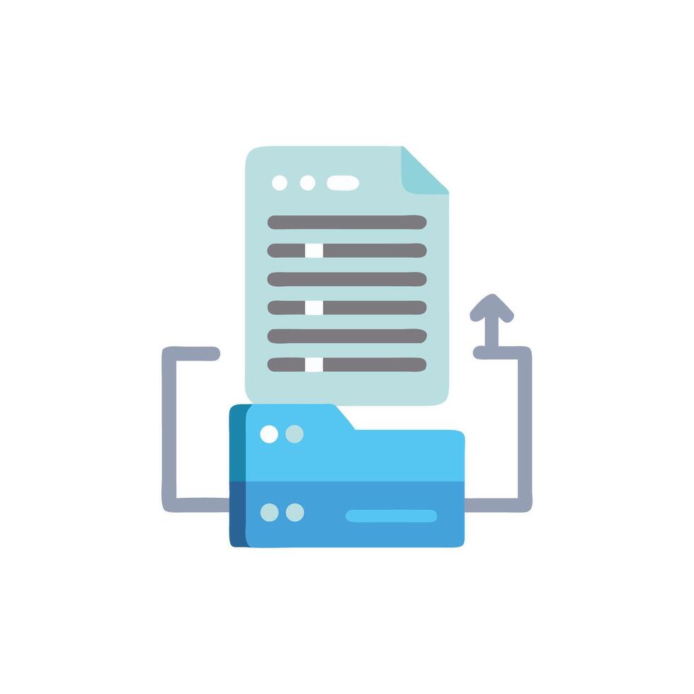 Data transfer illustration with file document and folder icon vector