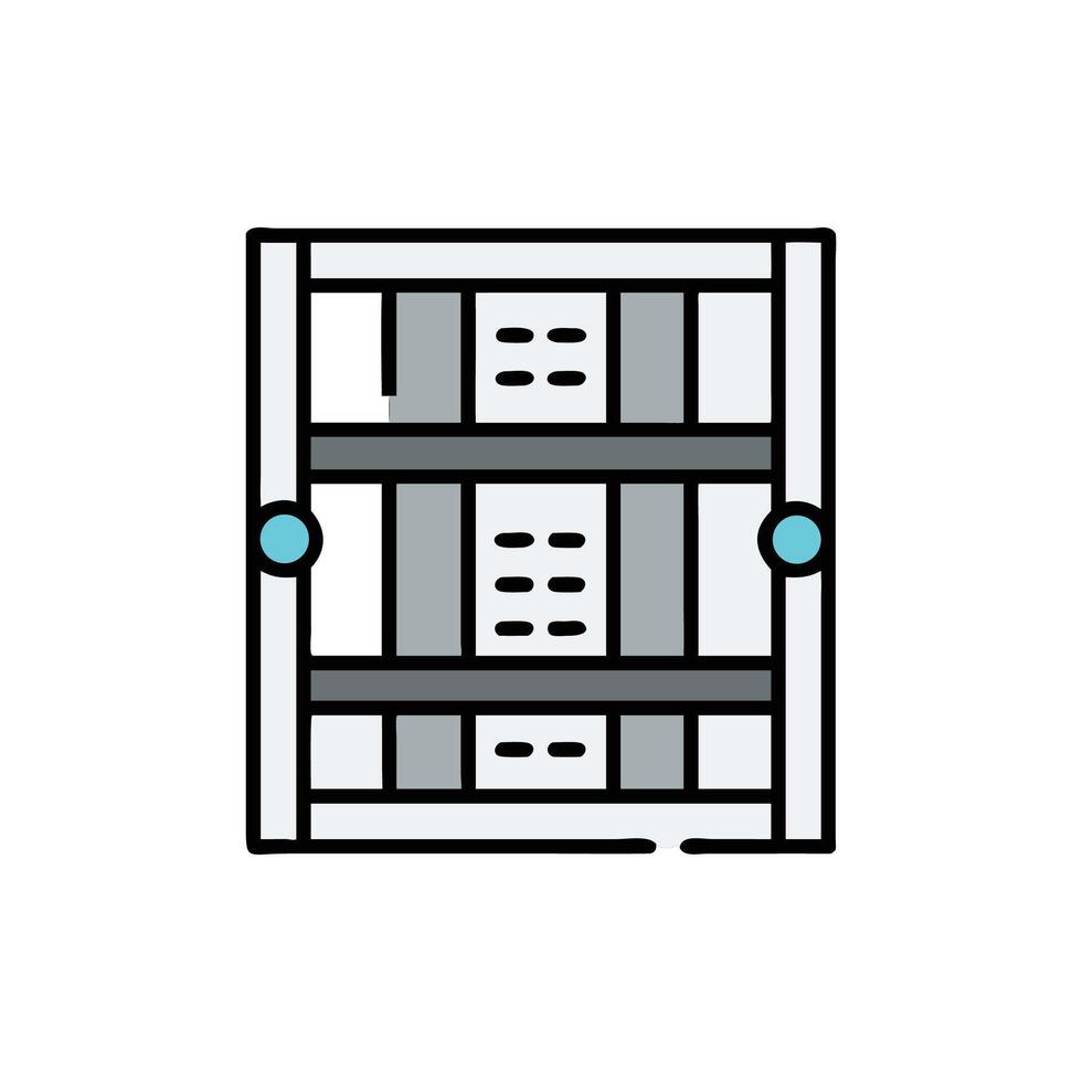 Shelves with books in flat design minimal art vector