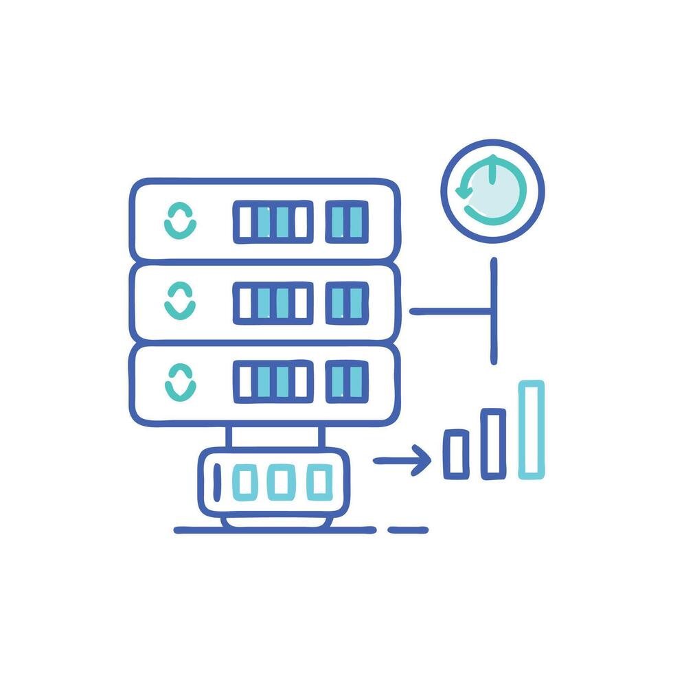 Data processing diagram illustrating server transfer and real time refresh vector