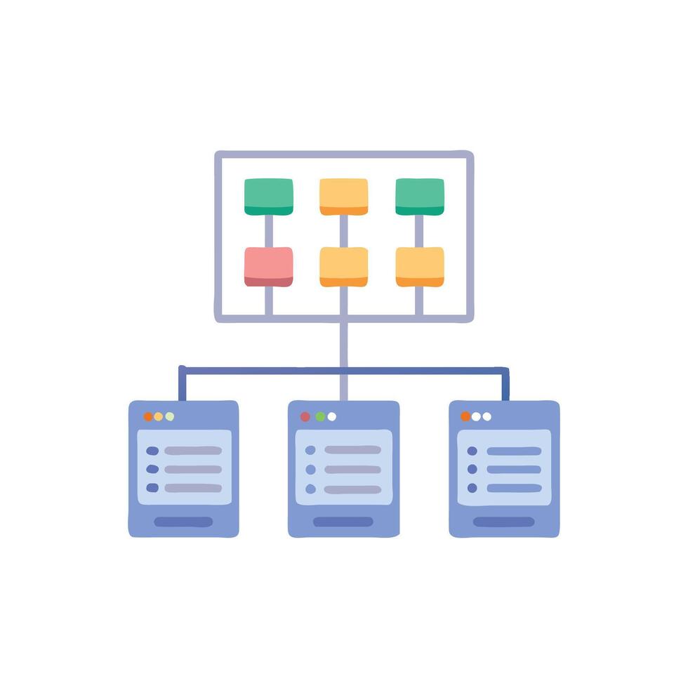 Abstract diagram illustrating data connectivity and software infrastructure systems vector