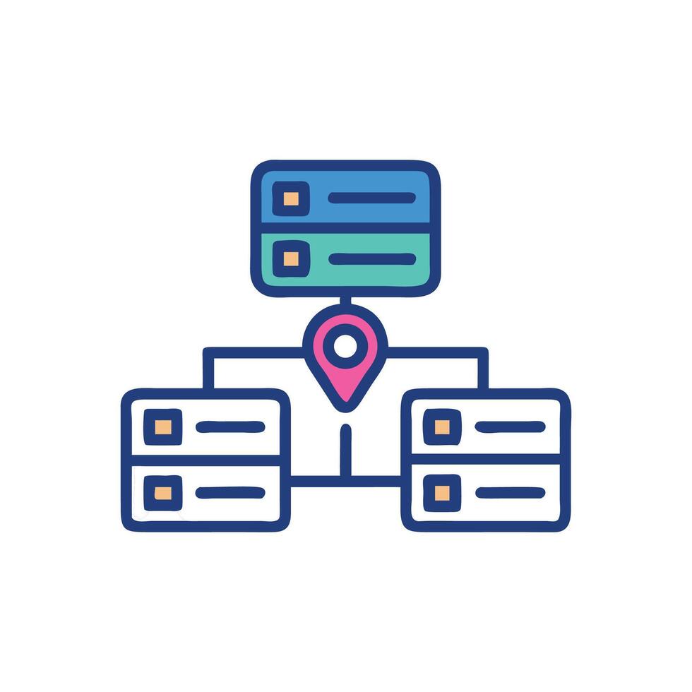 Location based database diagram icon representing complex data networks vector