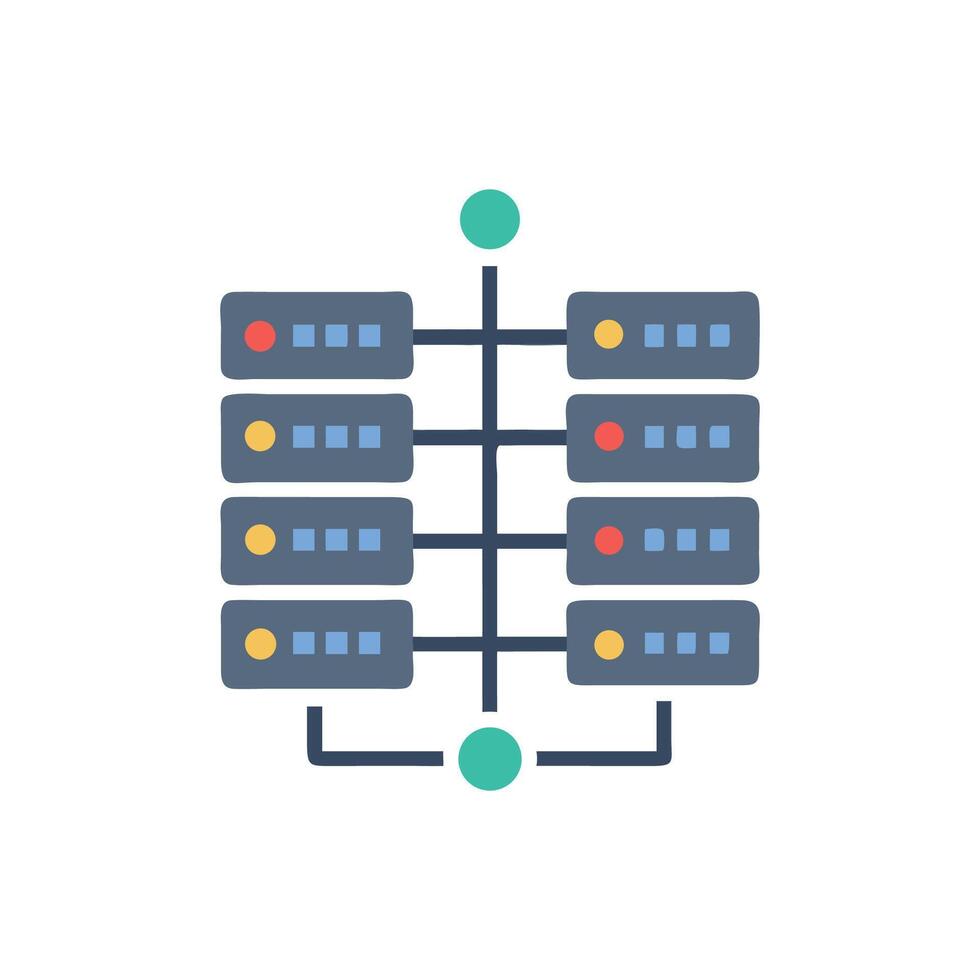 Stylized server structure illustration on White Background using flat design vector