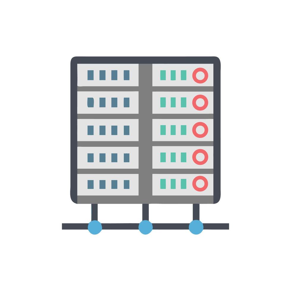 Isolated flat illustration of computer server array on White vector