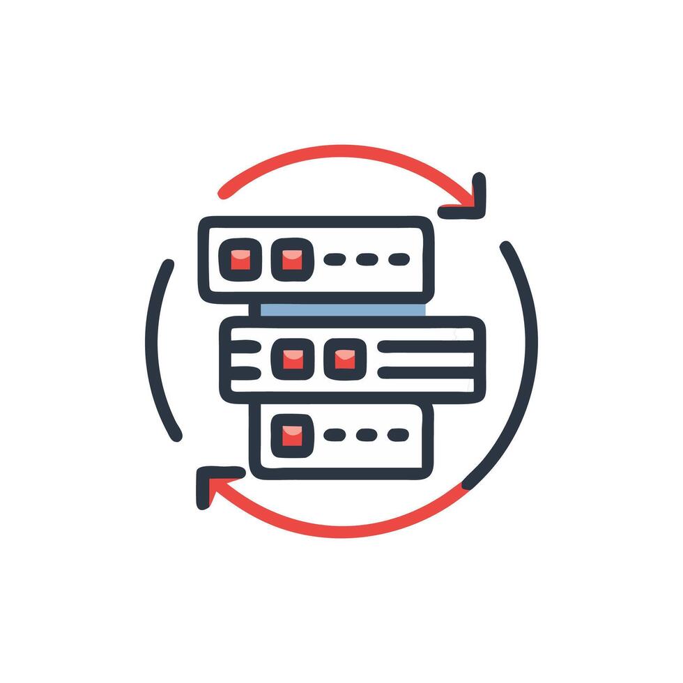 Data server synchronization, illustration for cloud computing process vector