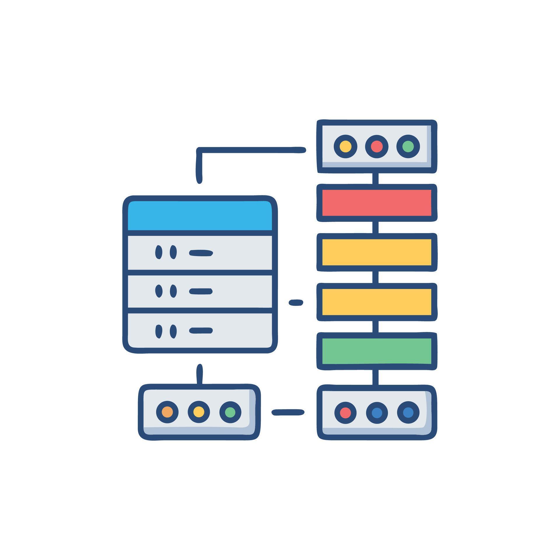 Colorful diagram of data flow through database servers 65410868 Vector ...