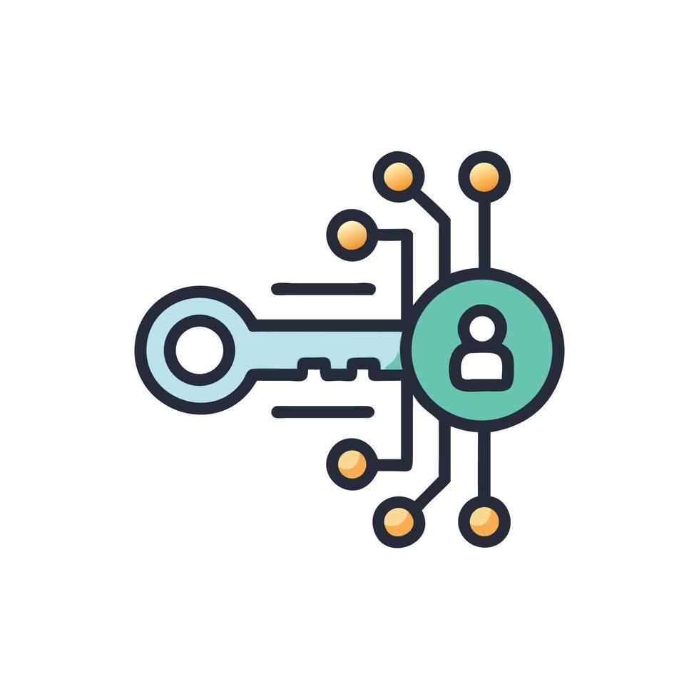 Data protection digital key to personal cybersecurity safety vector
