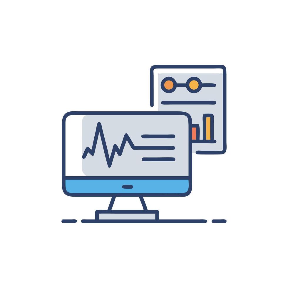 Data Analysis on Computer Screen with Business Report Flat vector