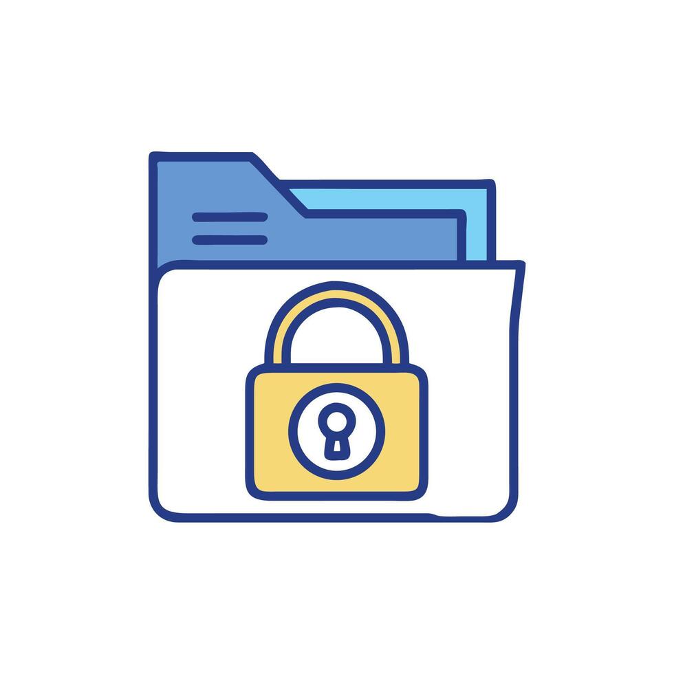 Folder with padlock icon representing data protection concept vector