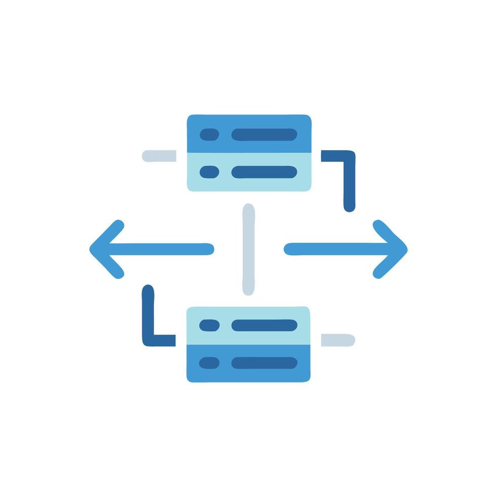 Data flow and server visualization with flat graphic design vector