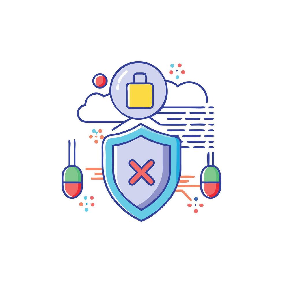 Data breach flat icon displaying compromised security in network vector