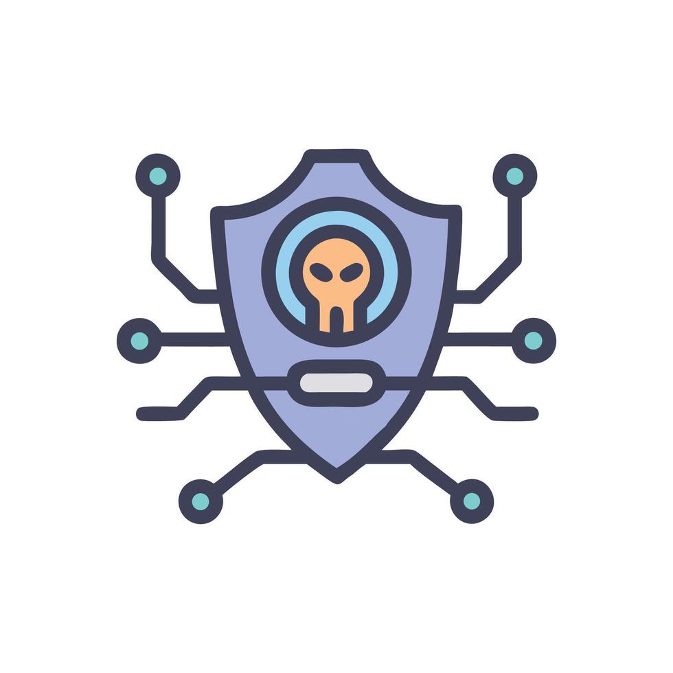 Abstract cyber security shield with alien face protection concept vector
