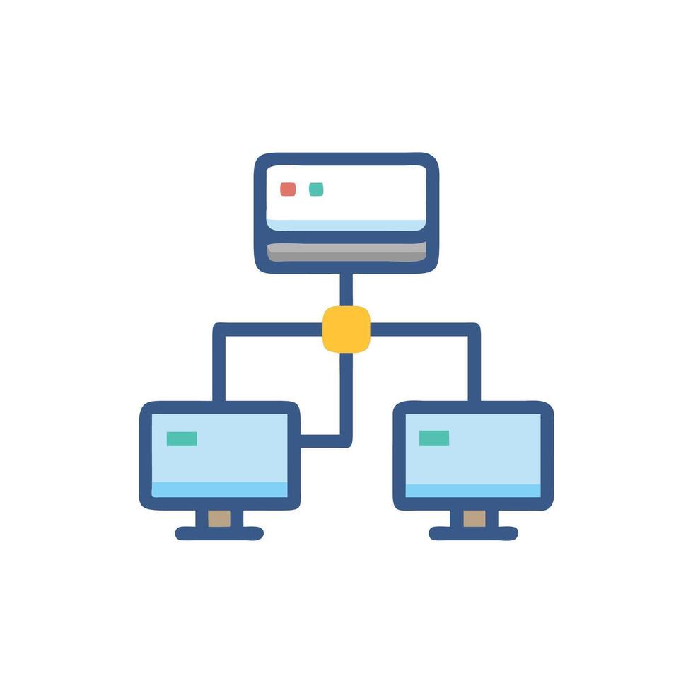 Server connecting to two monitors on a network vector