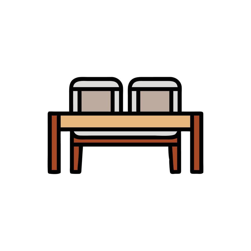Illustration of a minimalist table with two simple chairs vector