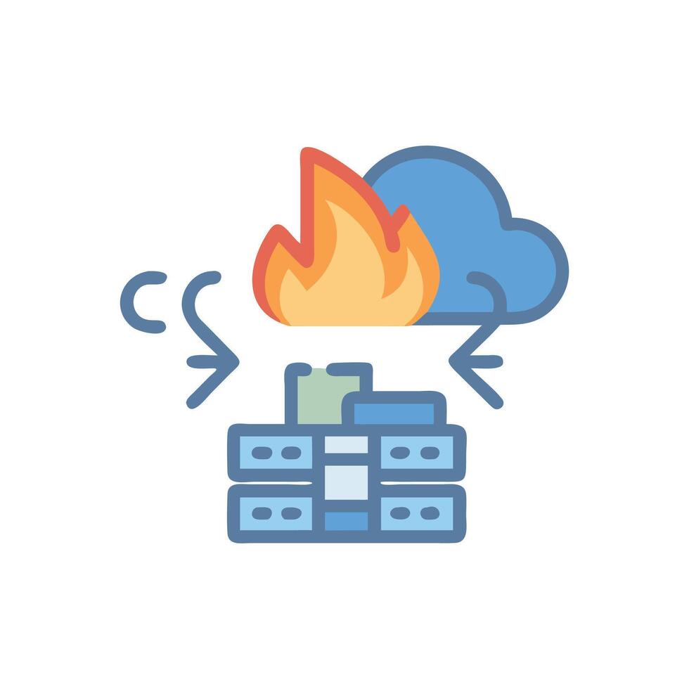 Cloud data storage failure on server hosting infrastructure vector