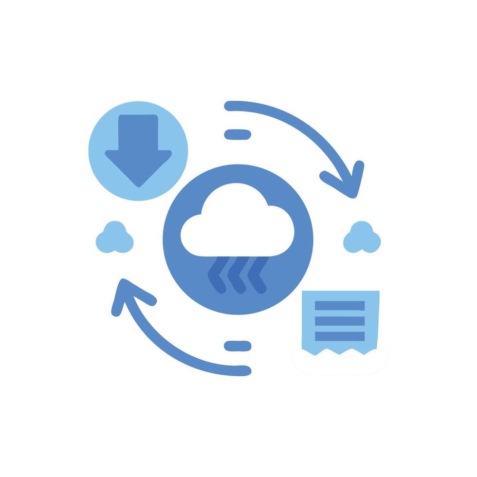 Data transfer cycle with cloud storage in flat design vector