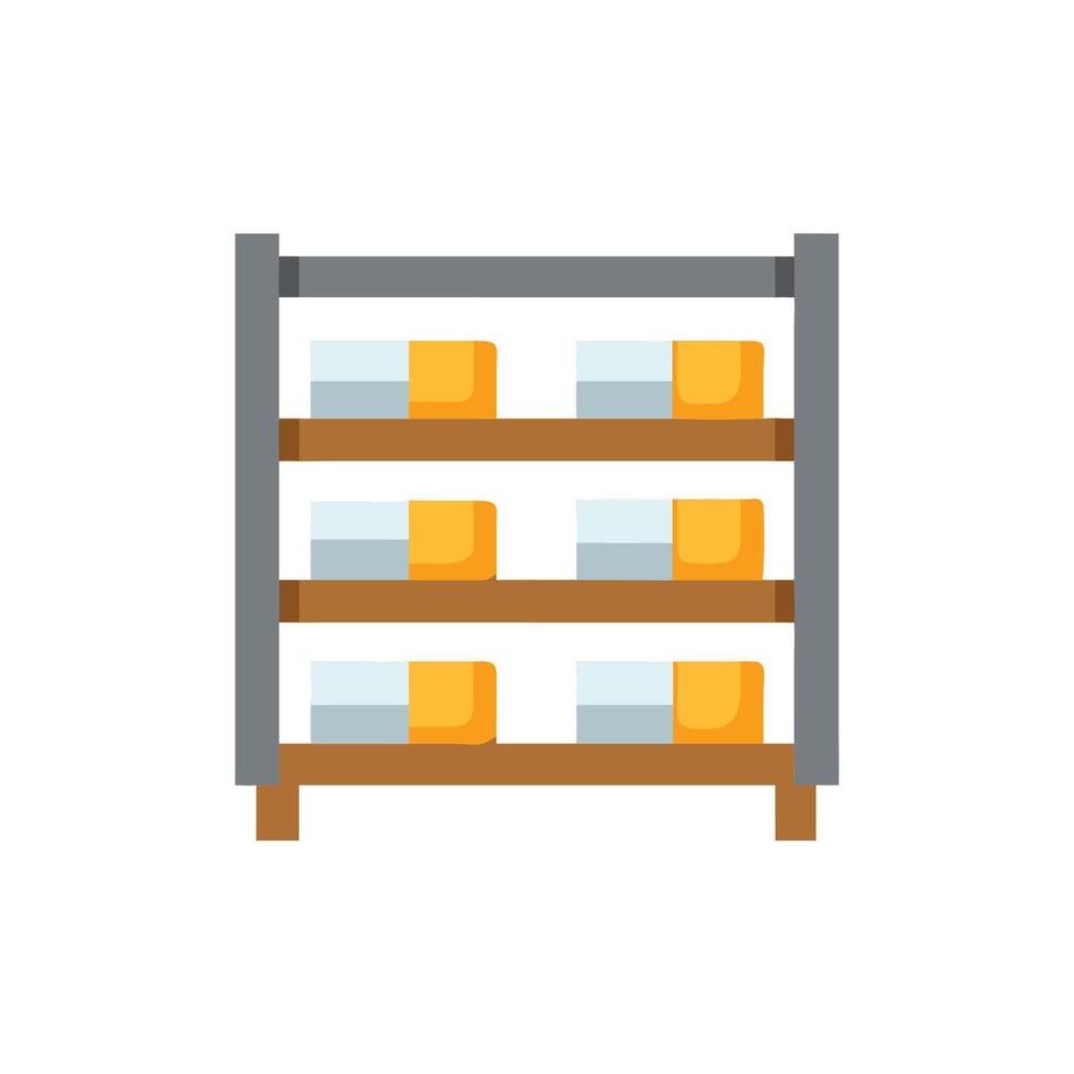 Shelves filled with boxes on White Background graphic style vector