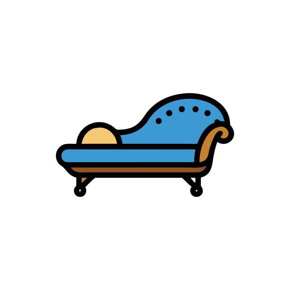 Elegant chaise lounge illustration in blue and tan hues vector