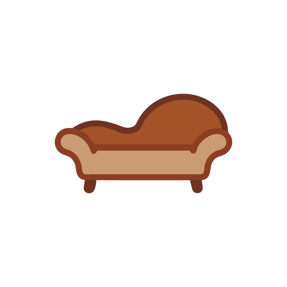 Simple Brown Chaise Lounge Sofa Icon on White Background vector