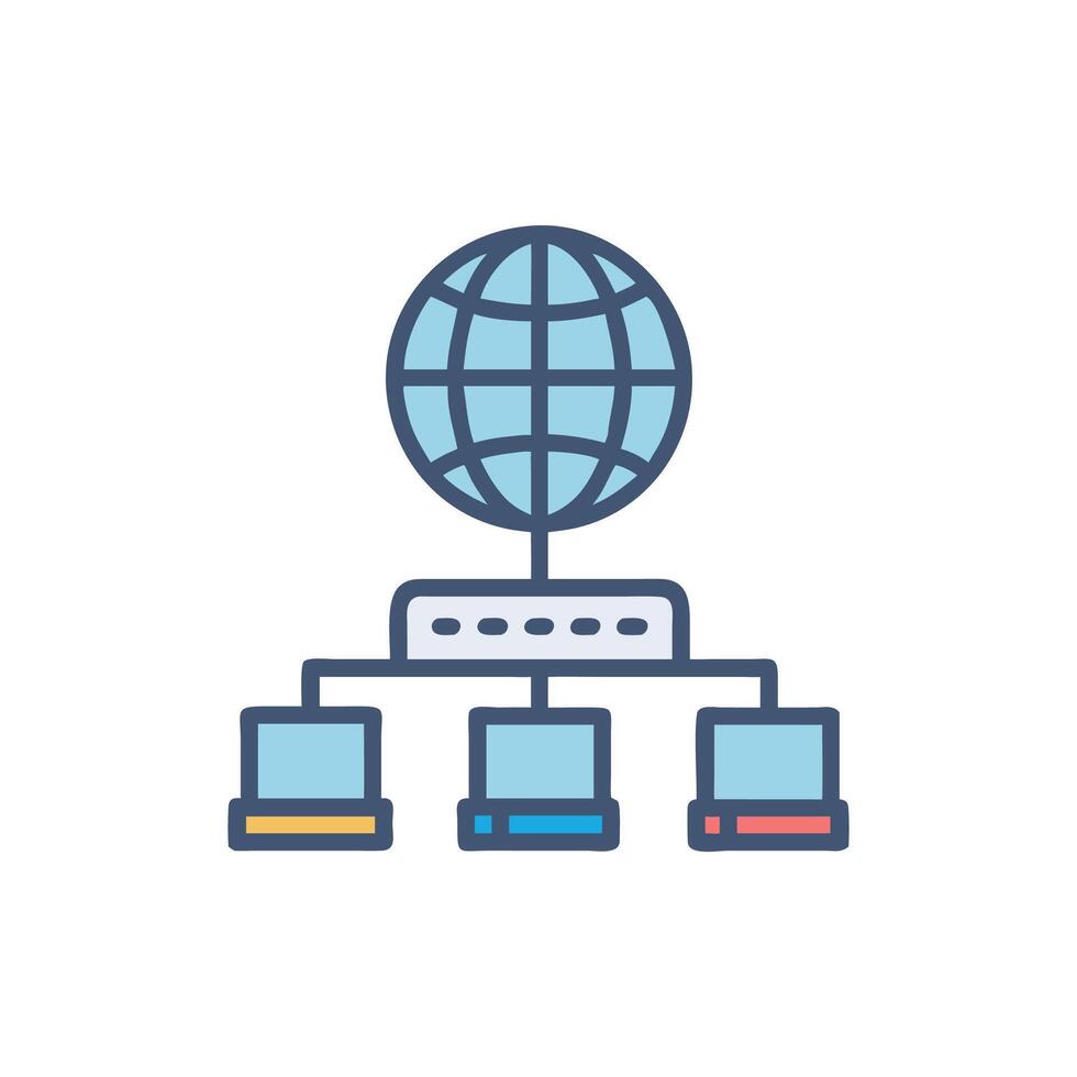 Network Connection Diagram Illustrating Global Computer Servers and Structure vector