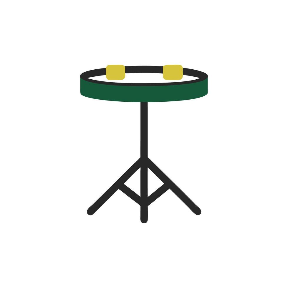 Abstract illustration of green drum with yellow accessories vector