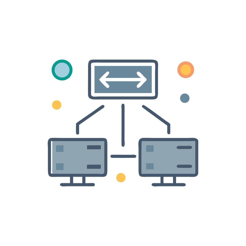Network of computer system data flow with server concept vector
