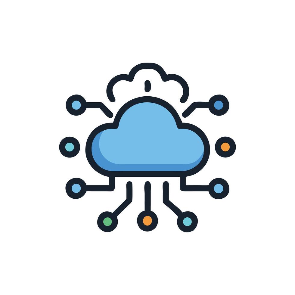 nube informática red ilustración con conectividad puntos y nodos vector