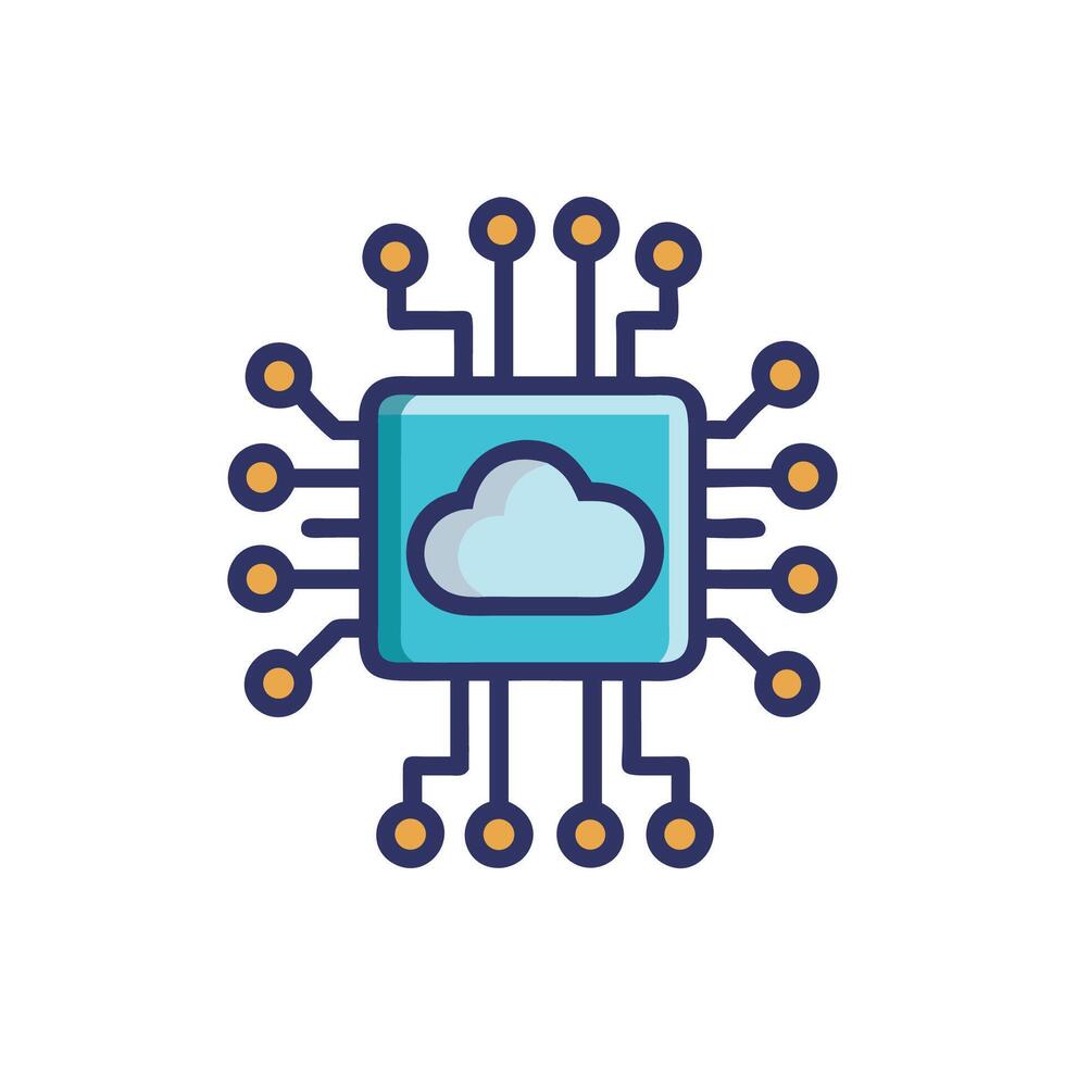 Cloud computing chip on White Background symbolizing modern technology vector