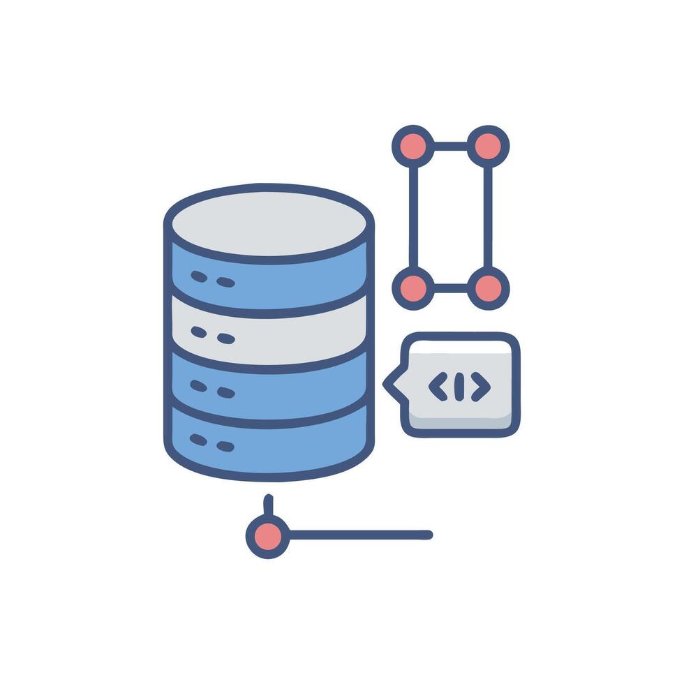 Database server with code connection graphic illustration on White vector