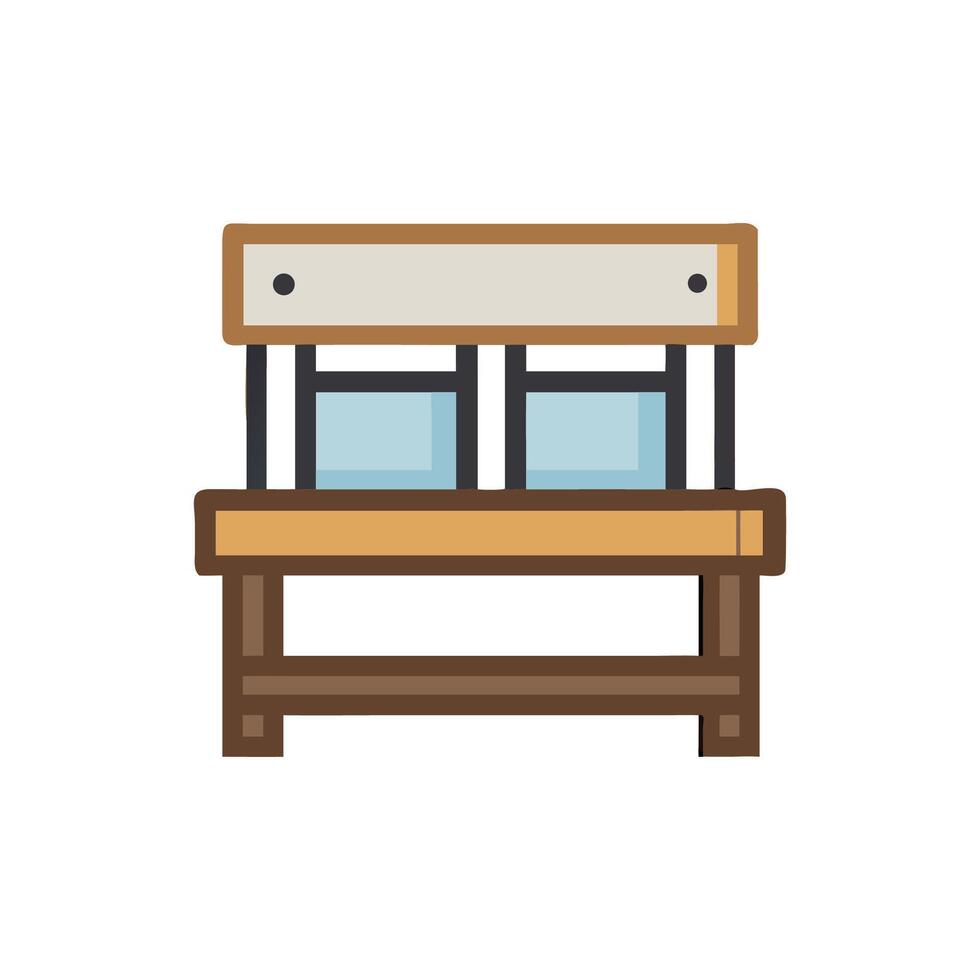 Pixelated wooden stand with beige surface illustration vector