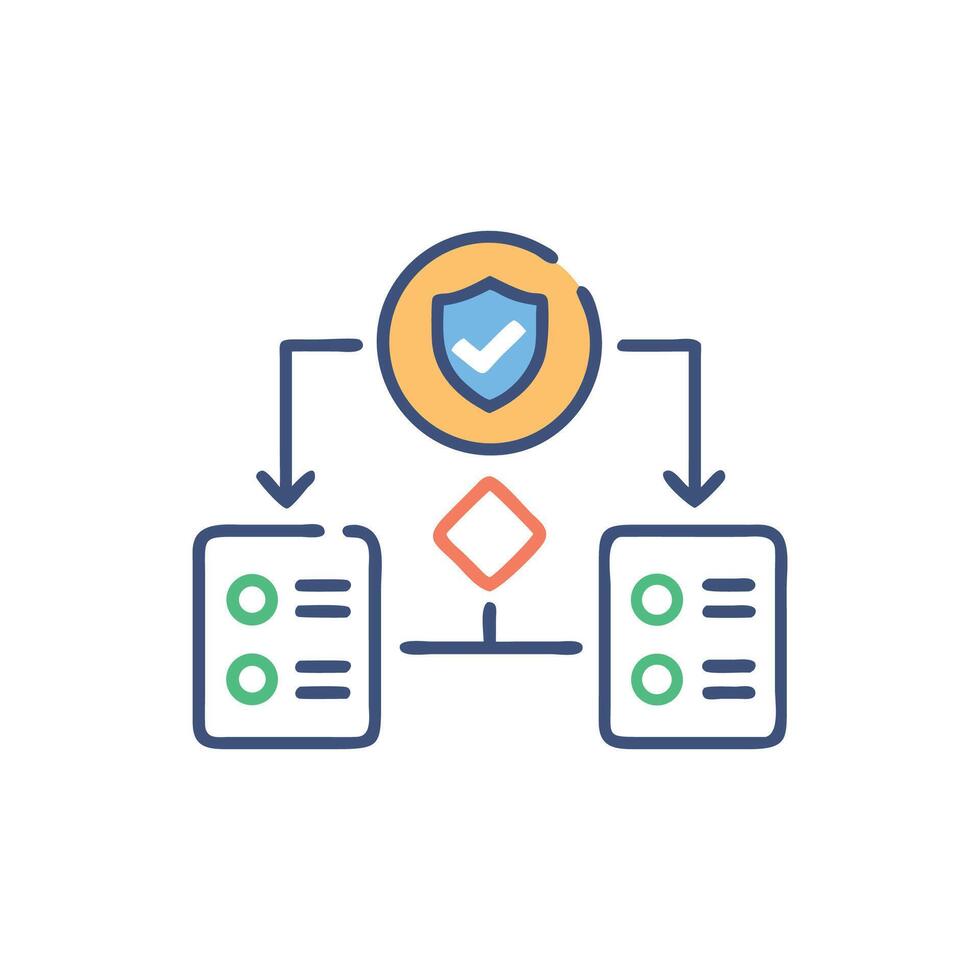 Secured process flow diagram for efficient workflow management concept vector