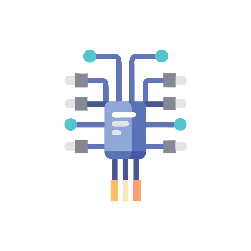 Simplified flat design of a microchip on White backdrop vector