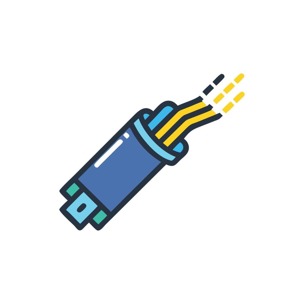 Fiber optic cable illustration on White Background with vibrant colors vector