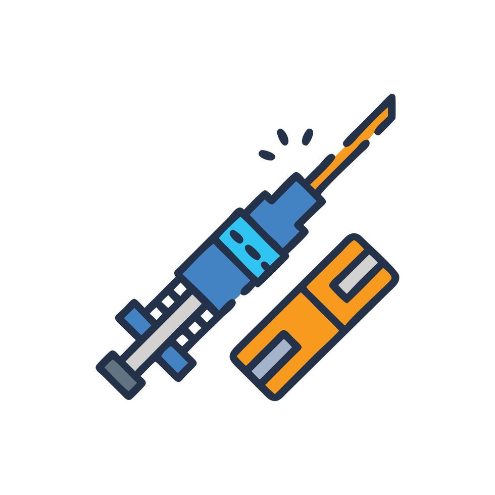 Medical Injection Syringe and Vial Illustration on White Backdrop vector