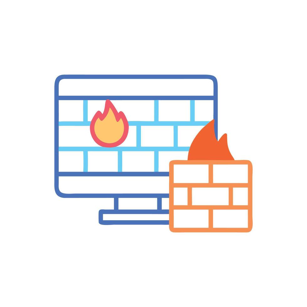Computer with Firewall Protection Security System against cyberattack vector