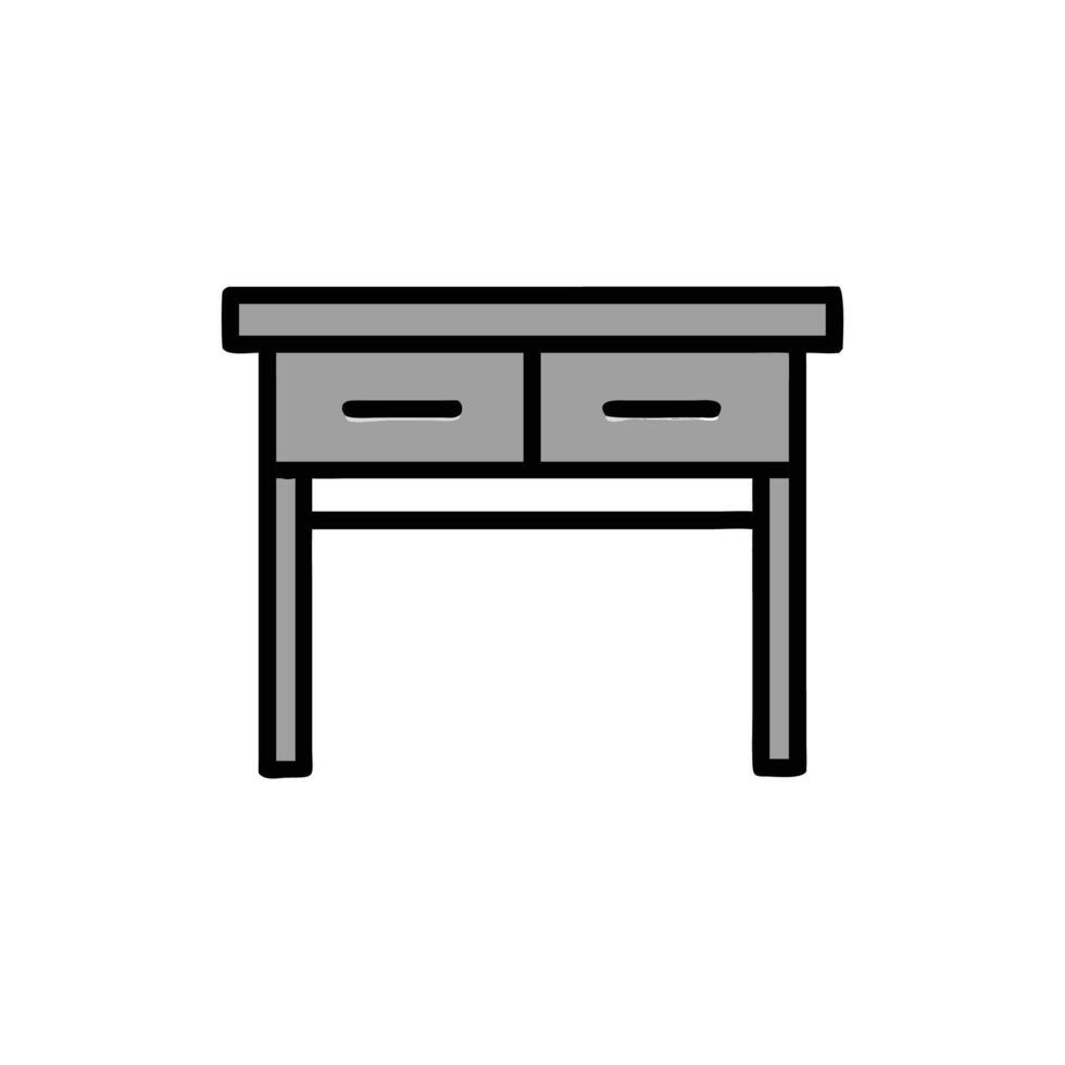 Simple gray desk with two drawers against White Background vector